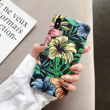 Luxury Printing Leaves Floral Case Cover For iPhone XS Max XR X Retro IMD Silicon Soft Flower Case For iPhone 8 7 Plus 6s 6 Capa