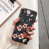 Luxury Printing Leaves Floral Case Cover For iPhone XS Max XR X Retro IMD Silicon Soft Flower Case For iPhone 8 7 Plus 6s 6 Capa