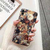Luxury Printing Leaves Floral Case Cover For iPhone XS Max XR X Retro IMD Silicon Soft Flower Case For iPhone 8 7 Plus 6s 6 Capa