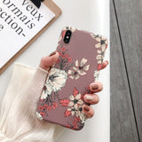Luxury Printing Leaves Floral Case Cover For iPhone XS Max XR X Retro IMD Silicon Soft Flower Case For iPhone 8 7 Plus 6s 6 Capa